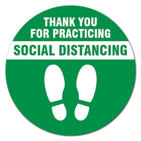 Thank You For Social Distance Green Non-Slip Floor Graphic, 3PK